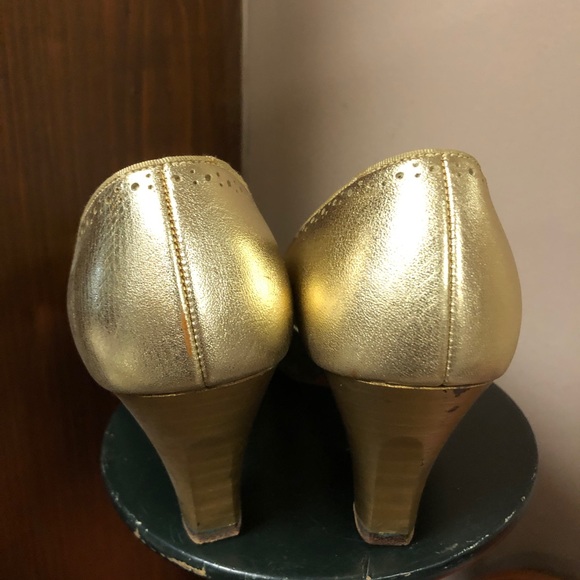 Vintage 1960's shoes Balli heels gold rockabilly with original box Size 6.5 - Picture 13 of 15